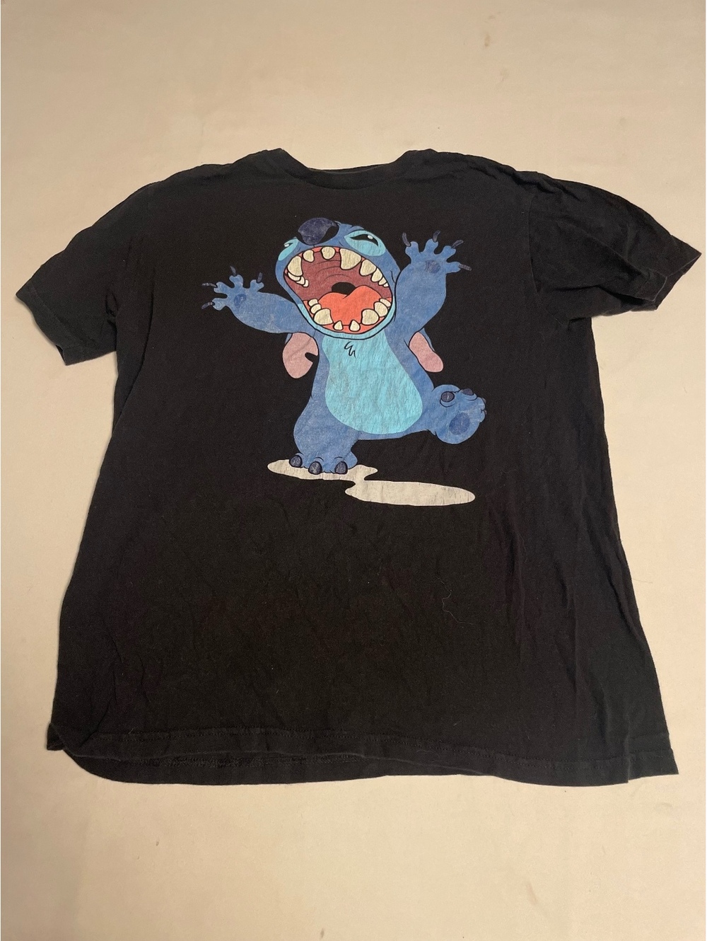 Disney Stitch Graphic T-Shirt Medium Black